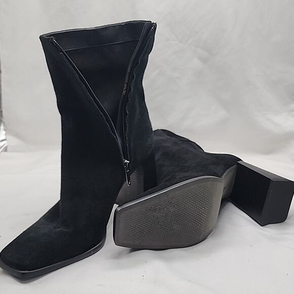 SAM EDELMAN IVETTE BLACK ANKLE BOOTS LEATHER STACKED HEEL LADIES SIZE 9.5 NWOB - Picture 14 of 16